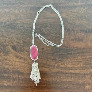 Gold Kendra Scott Necklace with maroon Pendant